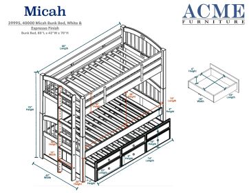 ACME Micah Bunk Bed & Trundle (Twin/Twin) in White 39995