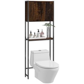 kleankin Industrial Over The Toilet Storage Cabinet, Bathroom Space Saver Above Toilet with Double Door Cupboard and Adjustable Shelf