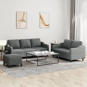 3 Piece Sofa Set with Cushions Dark Gray Fabric