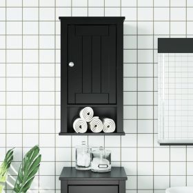 Bathroom Wall Cabinet BERG Black 15.7"x10.6"x28.1" Solid Wood Pine