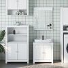 3 Piece Bathroom Furniture Set BERG White Solid Wood Pine