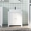 Bathroom Sink Cabinet BERG White 23.6"x13.4"x23.2" Solid Wood Pine