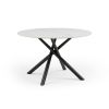 47.24" Modern Round Dining Table White Sintered Stone Tabletop with 4pcs Metal Cross Legs