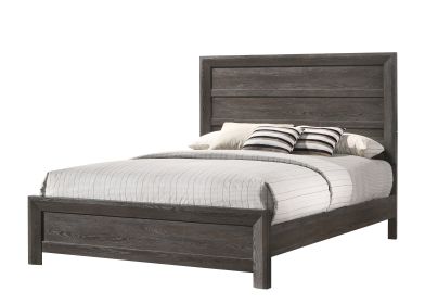 Rustic 1Pc Wooden Bedroom Furniture King Size Panel Bed Gray Brown Finish Contemporary Style