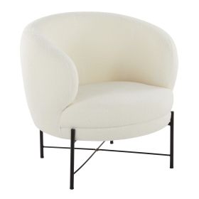 Chloe Contemporary Accent Chair in Black Metal and White Sherpa Fabric by LumiSource