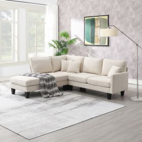 [VIDEO provided][New]90*88" Terrycloth Modern Sectional Sofa,5-Seat Practical Couch Set with Chaise Lounge