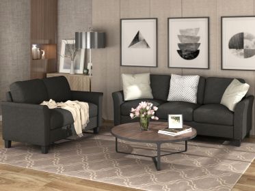 Living Room Furniture Loveseat Sofa and 3-seat sofa (Black)