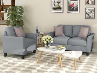 Living Room Furniture Armrest Single Sofa and Loveseat Sofa (Gray)