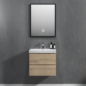 60'' Wall Hung Bathroom Vanity in Natural Oak with White Top 24VANGELA-60_6066