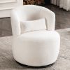 White Plush Swivel Accent Chair - Contemporary Round Armchair with 360Â° Rotation and Metal Base for Living Room Elegance