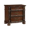 Classic Traditional Nightstand of 3 Drawers Cherry Finish Carving Wooden Bedroom Furniture 1pc