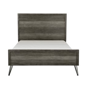 Unique Design 3-Tone Gray Finish 1pc Eastern King Bed Metal Legs Horizontal Slat Design Headboard Footboard Bedroom Furniture