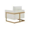 Modrest Prince Contemporary Cream & Gold Fabric Accent Chair