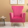 Velvet Accent Chair, Wingback Arm Chair with Gold Legs, Upholstered Single Sofa for Living Room Bedroom