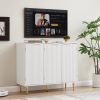 Storage cabinet Wave pattern three door buffets & sideboards for living room, dining room, bedroom , hall, white, 39.4''w x 15.8''d x 33.5''h.