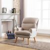 Contemporary Elegance Accent Chair with Footrest, For Relaxing, Arm Rest, Wood, Beige