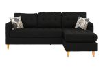 Black Polyfiber Sectional Sofa Living Room Furniture Reversible Chaise Couch Pillows Tufted Back Modular Sectionals