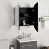 Bathroom Cabinet with Round Mirror&LED Black 21.3"x21.3"x6.9"