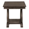 Classic Traditional End Table with Bottom Shelf Dark Oak Finish Scrolled Base Support 1pc Wooden Furniture Living Room