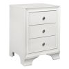 White Finish 3-Drawers Nightstand with 2 USB Ports Transitional Bedroom Furniture 1pc Bedside Table Wooden