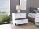 Idaly Nightstand; Superior Top; Two Drawers -White / Dark Brown