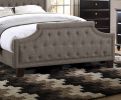 Modern Style Brown Polyfiber American Traditional 1pcs Full Size Bed Only Button Tufted Headboard Footboard Bedroom Furniture