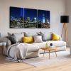 3 Panels Framed Brooklyn Bridge Night View New York Canvas Wall Art Decor,3 Pieces Mordern Canvas Decoration Painting for Office,Dining room