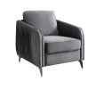 Hathaway 32" Gray Velvet Modern Chic Accent Armchair