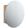 Bathroom Cabinet with Round Mirror&LED Oak 15.7"x15.7"x6.9"