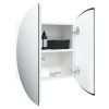 Bathroom Cabinet with Round Mirror&LED White 15.7"x15.7"x6.9"