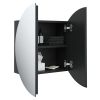 Bathroom Cabinet with Round Mirror&LED Black 15.7"x15.7"x6.9"