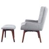 Grey and Brown Tufted Accent Chair with Ottoman