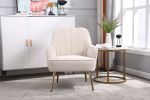 Modern Mid Century Chair velvet Sherpa Armchair for Living Room Bedroom Office Easy Assemble(BEIGE)