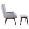 Grey and Brown Tufted Accent Chair with Ottoman