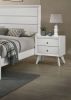 Contemporary White Color 1pc Nightstand Bedroom Furniture Solid wood Wave Texture 2-Drawers Bedside Table Bronze Round Knobs