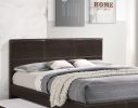 Twin Size Bed w/ Trundle Slats Espresso Faux Leather Plywood Kids Youth Bedroom Furniture Wooden Slats Clean lines Upholstered Headboard 1pc Bed