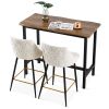 Beige Swivel Bar Chair Bar Stool And Metal Modern High Bar Furniture Set of 2