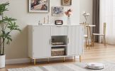 Storage cabinet Wave pattern 2 door With drawers buffets & sideboards for living room, dining room, bedroom , hall, white