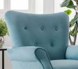 Stylish Living Room Furniture 1pc Accent Chair Blue Button-Tufted Back Rolled-Arms Black Legs Modern Design Furniture