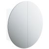 Bathroom Cabinet with Round Mirror&LED White 18.5"x18.5"x6.9"