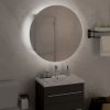 Bathroom Cabinet with Round Mirror&LED White 18.5"x18.5"x6.9"