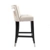 Suede Velvet Barstool with nailheads Dining Room Chair 2 pcs Set - 26 inch Seater height