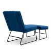 Dark Blue Modern Lazy Lounge Chair, Contemporary Single Leisure Upholstered Sofa Chair Set