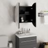 Bathroom Cabinet with Round Mirror&LED Black 18.5"x18.5"x6.9"