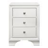 White Finish 3-Drawers Nightstand with 2 USB Ports Transitional Bedroom Furniture 1pc Bedside Table Wooden