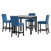 5-piece Counter Height Dining Table Set with One Faux Marble Dining Table and Four Upholstered-Seat Chairs, Table top: 40in.L x40in.W