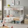 Twin Over Twin Bunk Beds Can be Turn into Upper Bed and Down Desk, Cushion Sets are Free for Kids, Teens, Girls, Boys. White,79''L x 40.9''W x 79''H.