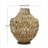 DecMode 17" Handmade Woven Brown Plastic Rattan Vase with Black Metal Base