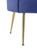 Angelina 34" Blue Velvet Scalloped Back Barrel Accent Chair with Metal Legs