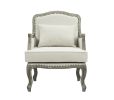 ACME Tania Chair w/Pillow, Cream Linen & Brown Finish LV01132